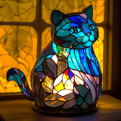 Stained Glass Table Lamp with Warm LED Light – Minimalist Animal Design for Bedroom and Living Room 6