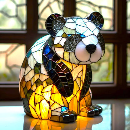 Stained Glass Table Lamp with Warm LED Light – Minimalist Animal Design for Bedroom and Living Room 14