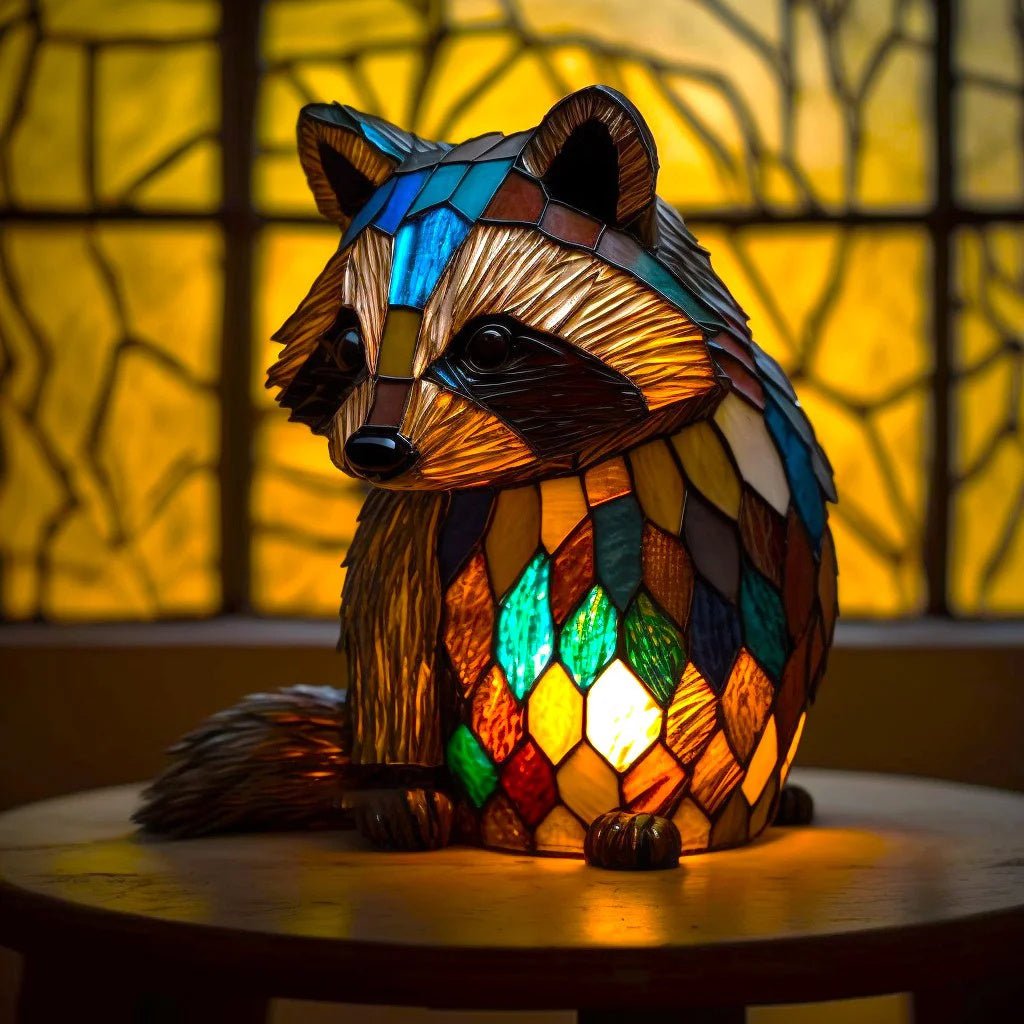 Stained Glass Table Lamp with Warm LED Light – Minimalist Animal Design for Bedroom and Living Room 8