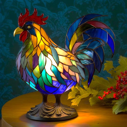 Stained Glass Table Lamp with Warm LED Light – Minimalist Animal Design for Bedroom and Living Room 9