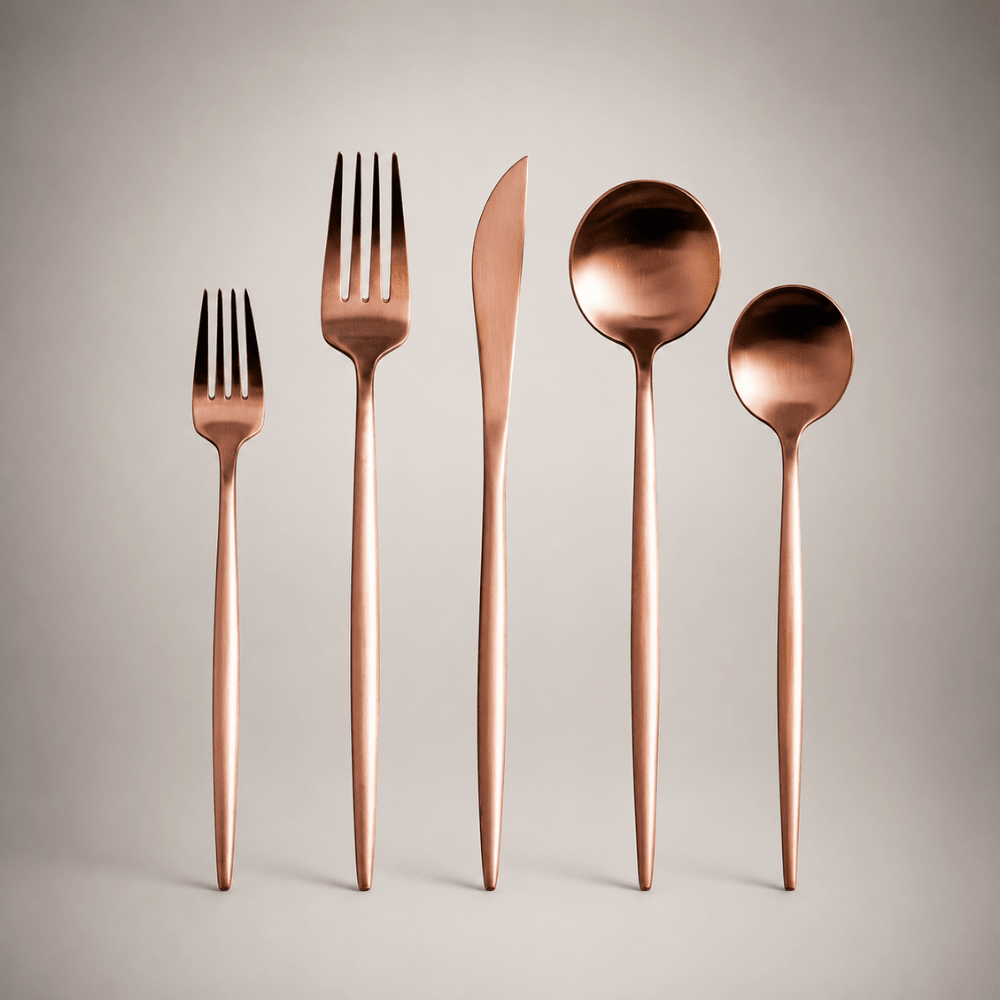 Stainless steel flatware set featuring a modern minimalist design, 30-piece dishwasher safe cutlery for elegant dining. 2