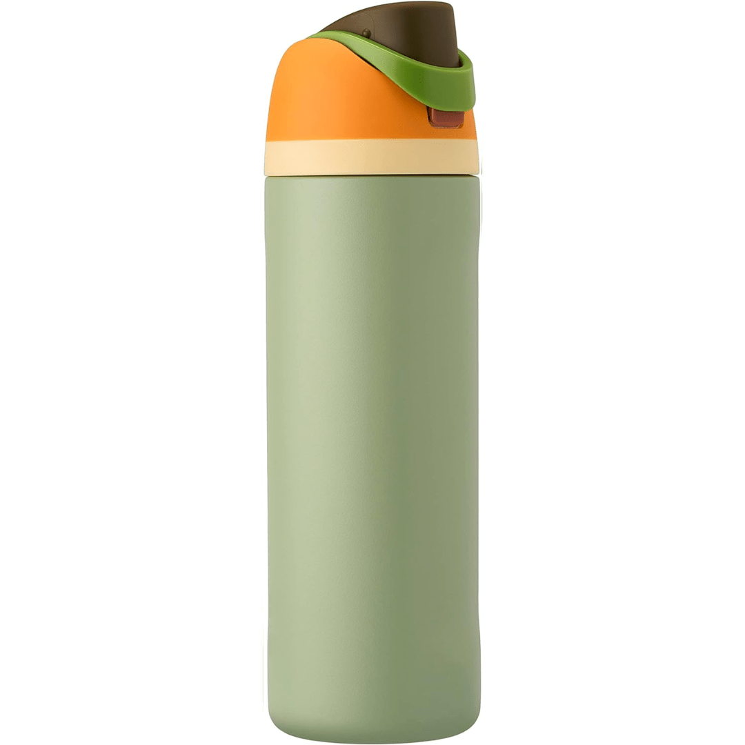 Stainless steel vacuum flask thermos with built-in straw, featuring a sleek modern design, available in multiple capacities for easy hydration on the go. 3