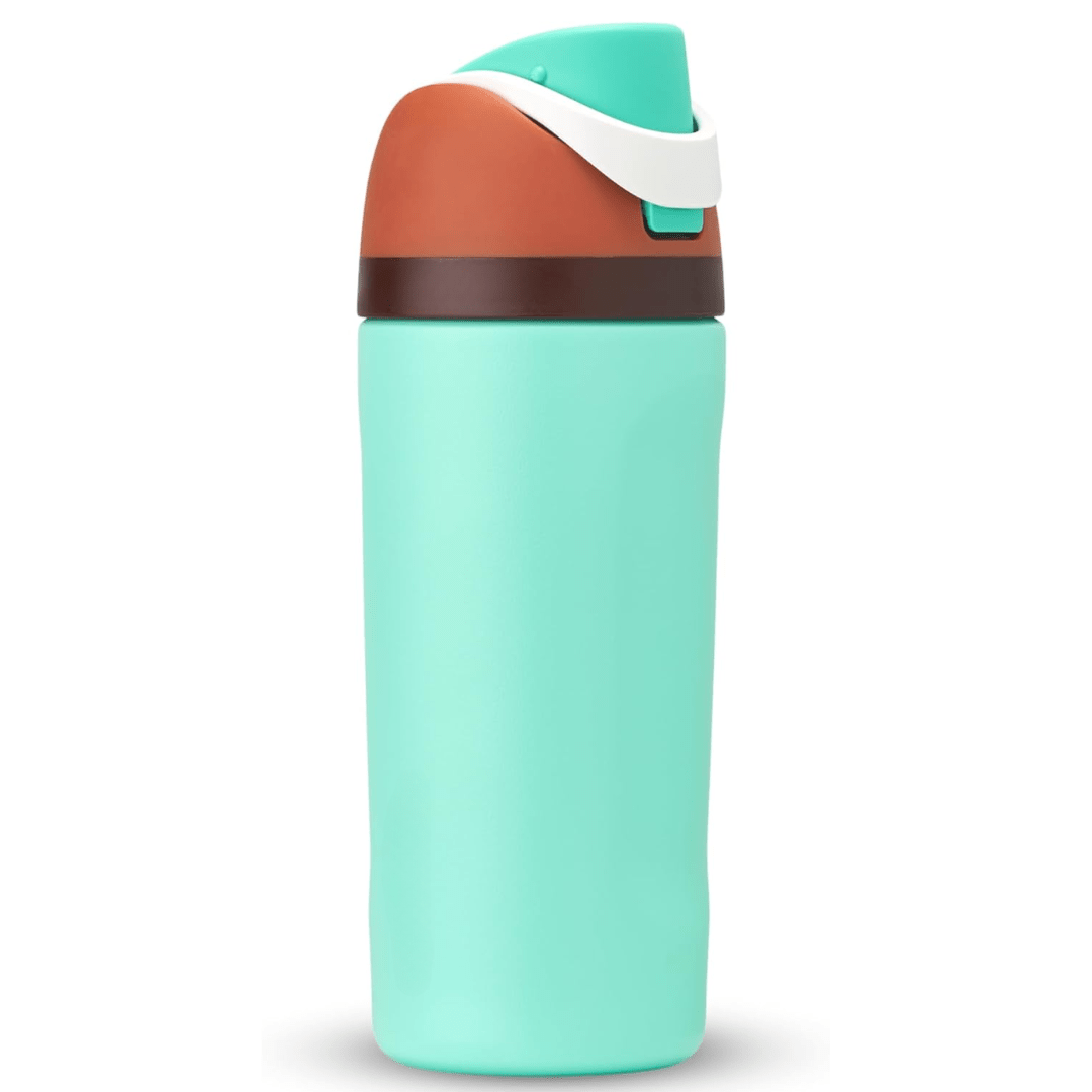 Stainless steel vacuum flask thermos with built-in straw, featuring a sleek modern design, available in multiple capacities for easy hydration on the go. 9
