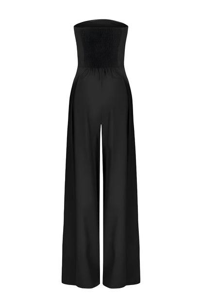 Strapless jumpsuit featuring a corset design, perfect for elegant evening wear, crafted from high-quality fabric in a modern style. 8