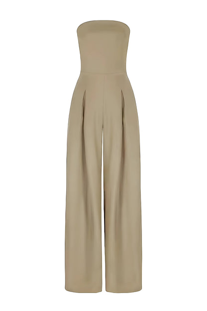 Strapless jumpsuit featuring a corset design, perfect for elegant evening wear, crafted from high-quality fabric in a modern style. 7