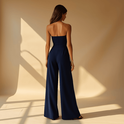 Strapless jumpsuit featuring a corset design, perfect for elegant evening wear, crafted from high-quality fabric in a modern style. 3