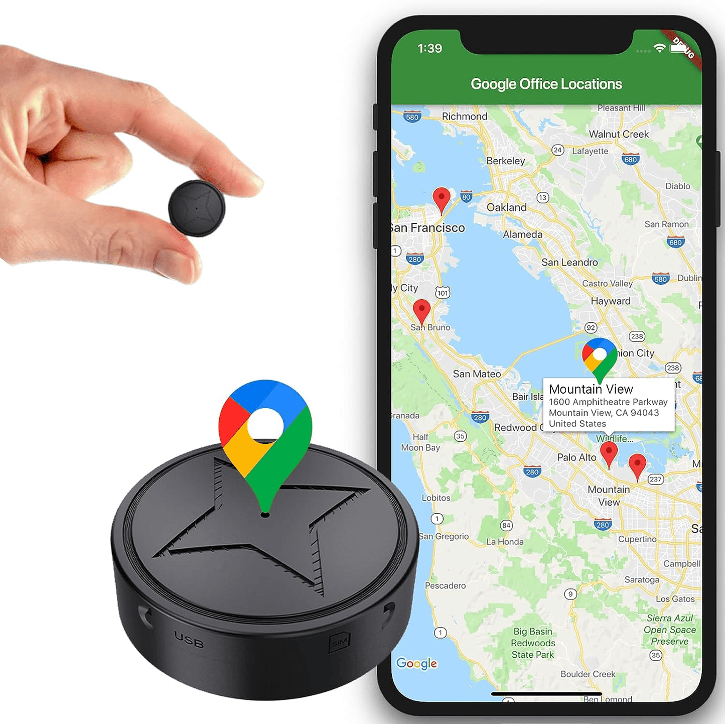 Strong magnetic GPS tracker for cars featuring real-time tracking and audio monitoring, designed as a compact vehicle tracking device for enhanced security and convenience. 0