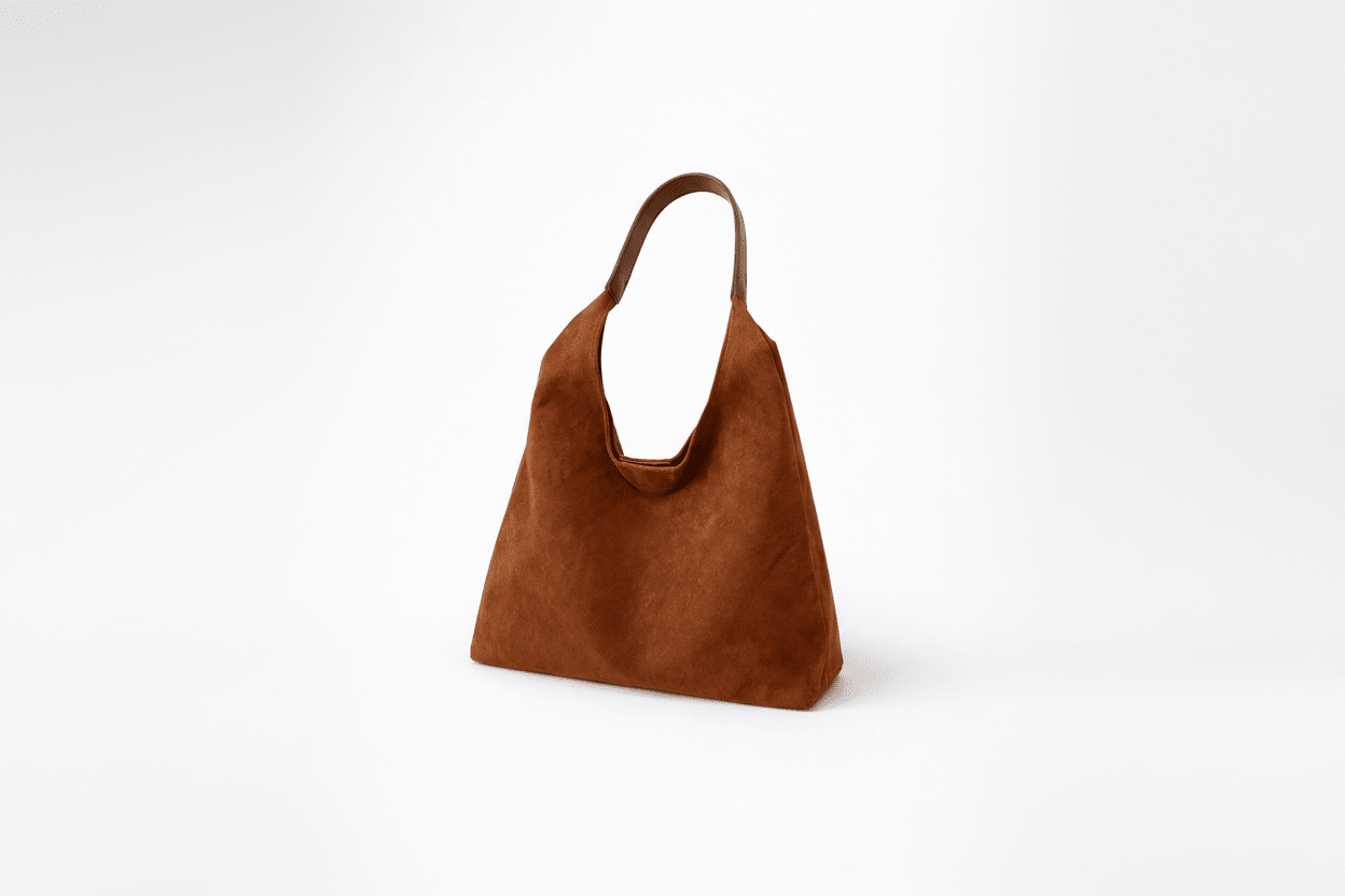 Suede look shoulder bag with adjustable strap, featuring a trendy and spacious design suitable for everyday use. 0