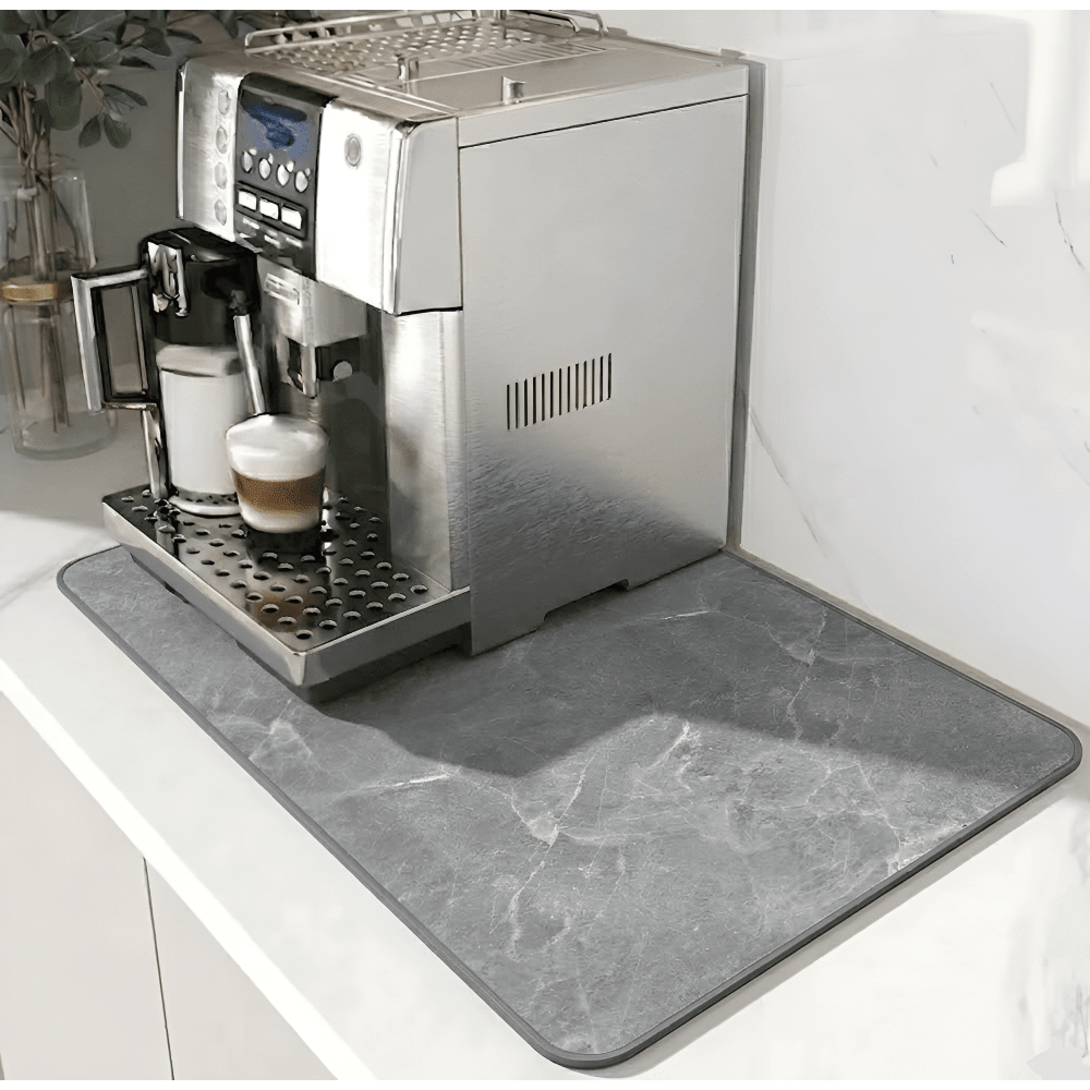 Super absorbent coffee bar mat made from eco-friendly diatom mud, featuring quick-dry technology for efficient moisture absorption and a stylish design ideal for cafes 12