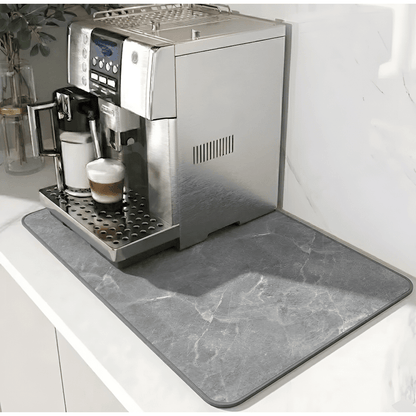 Super absorbent coffee bar mat made from eco-friendly diatom mud, featuring quick-dry technology for efficient moisture absorption and a stylish design ideal for cafes 12