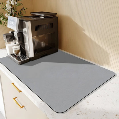 Super absorbent coffee bar mat made from eco-friendly diatom mud, featuring quick-dry technology for efficient moisture absorption and a stylish design ideal for cafes 8