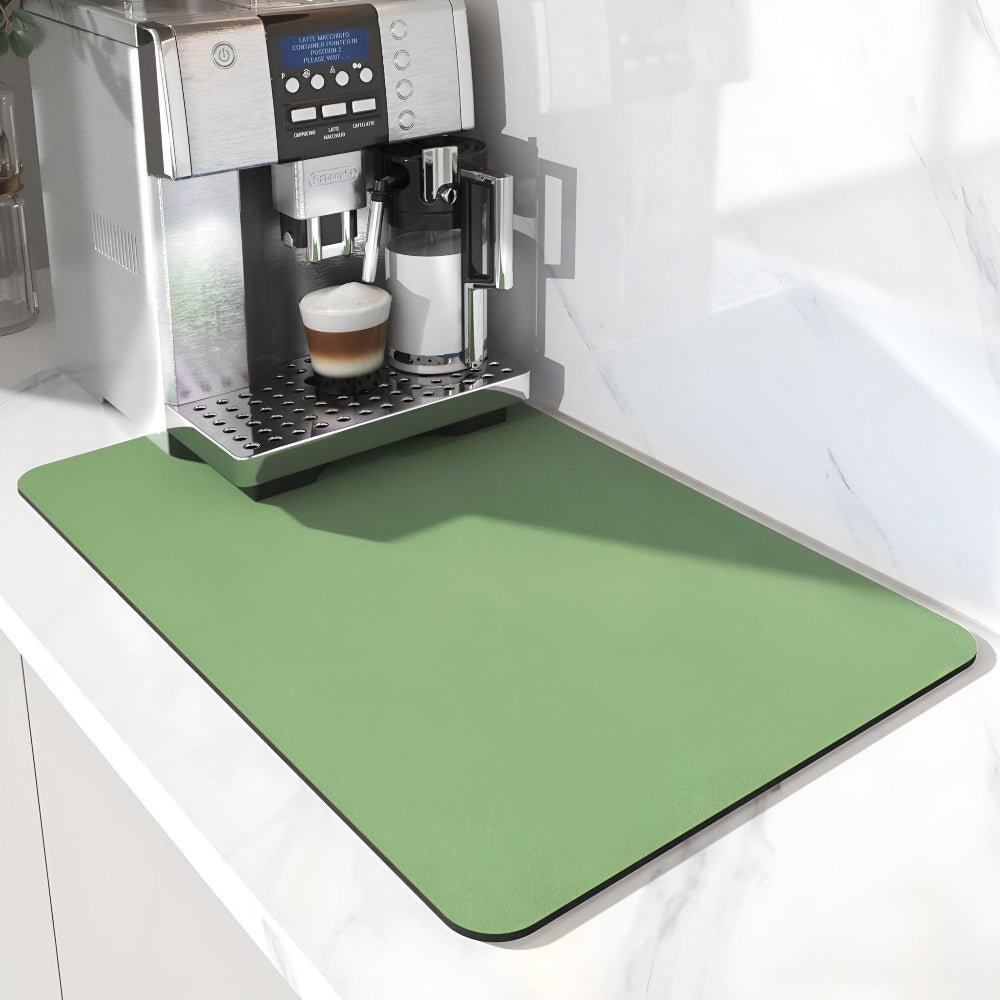 Super absorbent coffee bar mat made from eco-friendly diatom mud, featuring quick-dry technology for efficient moisture absorption and a stylish design ideal for cafes 6