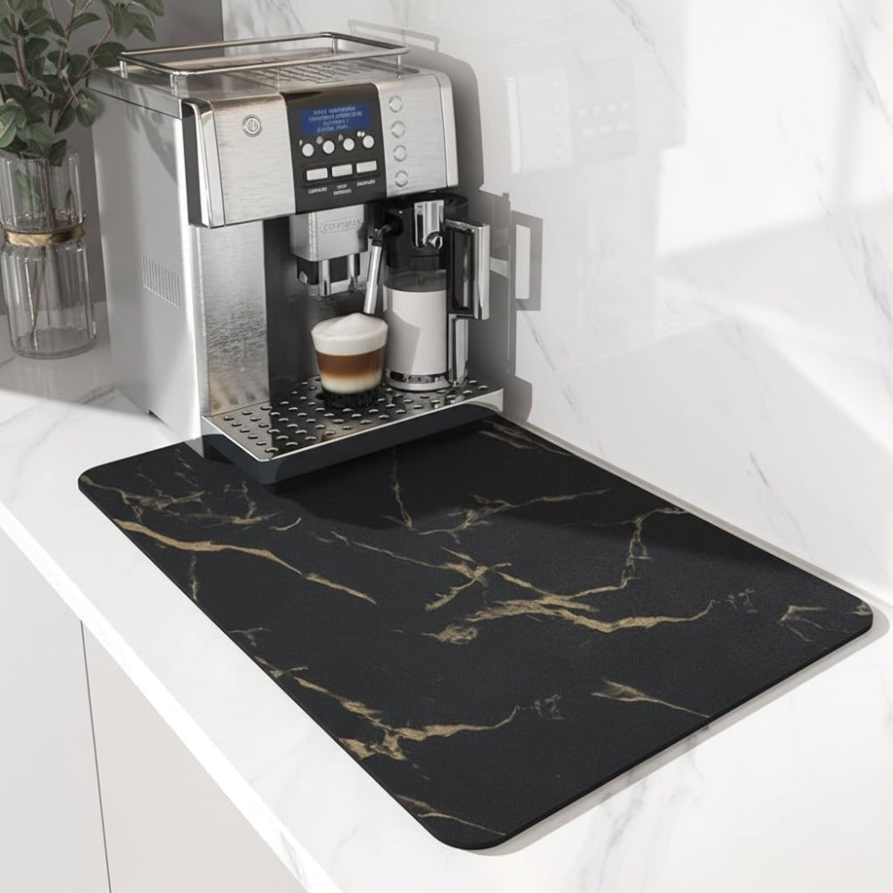 Super absorbent coffee bar mat made from eco-friendly diatom mud, featuring quick-dry technology for efficient moisture absorption and a stylish design ideal for cafes 5