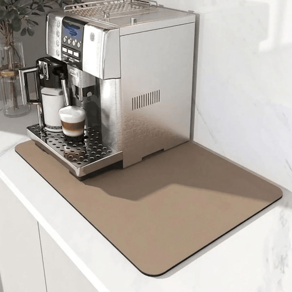 Super absorbent coffee bar mat made from eco-friendly diatom mud, featuring quick-dry technology for efficient moisture absorption and a stylish design ideal for cafes 7