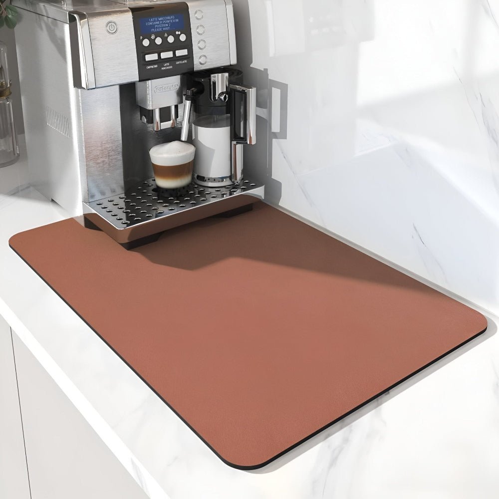 Super absorbent coffee bar mat made from eco-friendly diatom mud, featuring quick-dry technology for efficient moisture absorption and a stylish design ideal for cafes 10