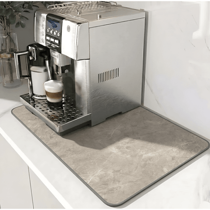 Super absorbent coffee bar mat made from eco-friendly diatom mud, featuring quick-dry technology for efficient moisture absorption and a stylish design ideal for cafes 11