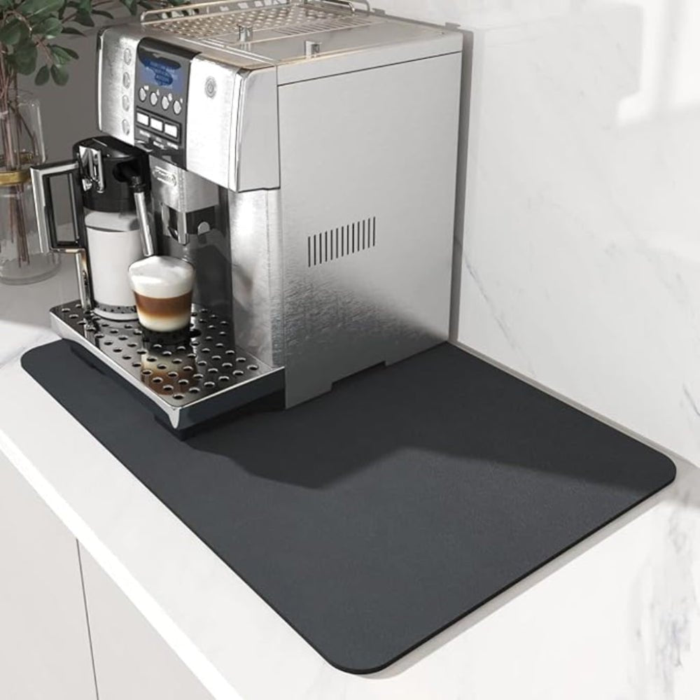 Super absorbent coffee bar mat made from eco-friendly diatom mud, featuring quick-dry technology for efficient moisture absorption and a stylish design ideal for cafes 1