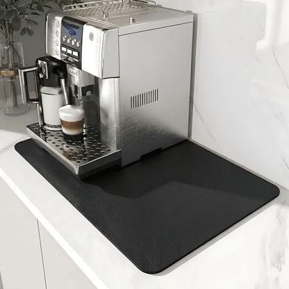 Super absorbent coffee bar mat made from eco-friendly diatom mud, featuring quick-dry technology for efficient moisture absorption and a stylish design ideal for cafes 9