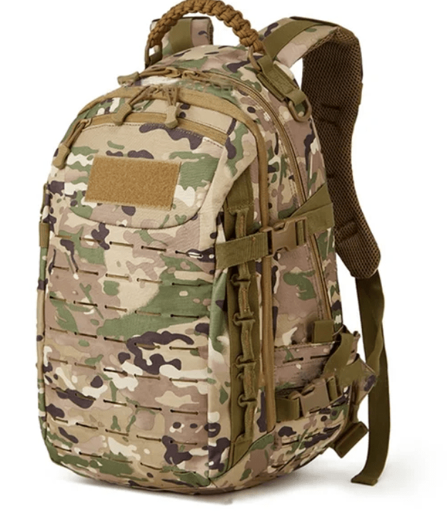 Tactical Backpack 30L capacity made from durable 500D Cordura nylon, featuring MOLLE compatibility and designed for outdoor adventures. 7