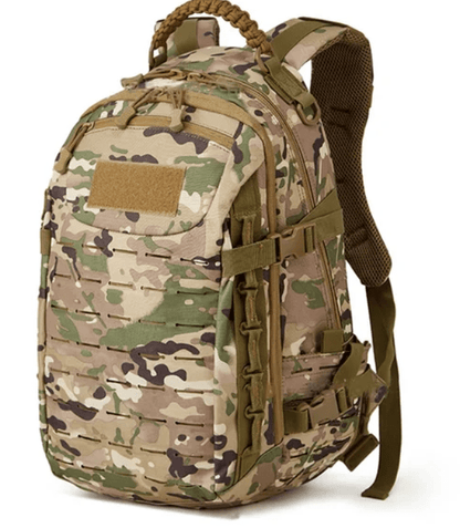 Tactical Backpack 30L capacity made from durable 500D Cordura nylon, featuring MOLLE compatibility and designed for outdoor adventures. 7
