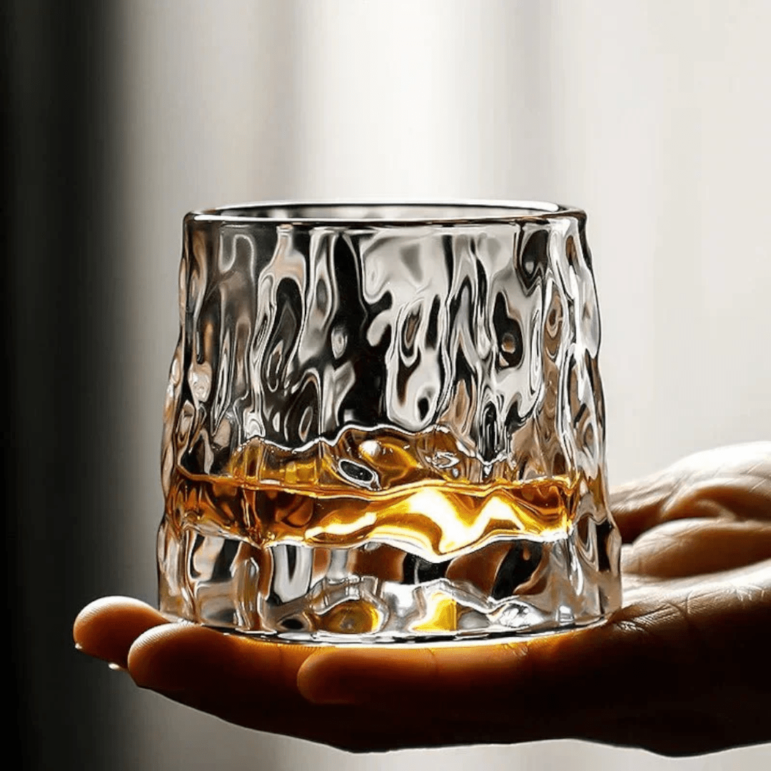 Textured Glass Whiskey Tumbler