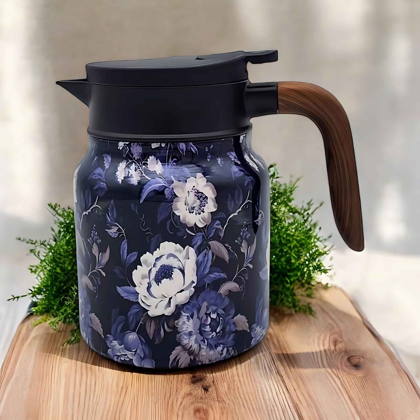 Thermos with infuser for hot tea, made of stainless steel, featuring a spill-resistant design and travel-friendly portability. 5