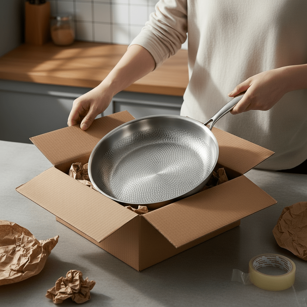 Titanium frying pan with a natural non-stick surface, ultra-lightweight design, 28cm size, and PFAS-free cookware for healthier cooking. 7