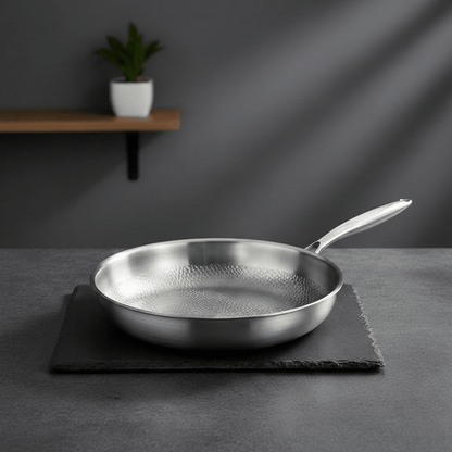Titanium frying pan with a natural non-stick surface, ultra-lightweight design, 28cm size, and PFAS-free cookware for healthier cooking. 0