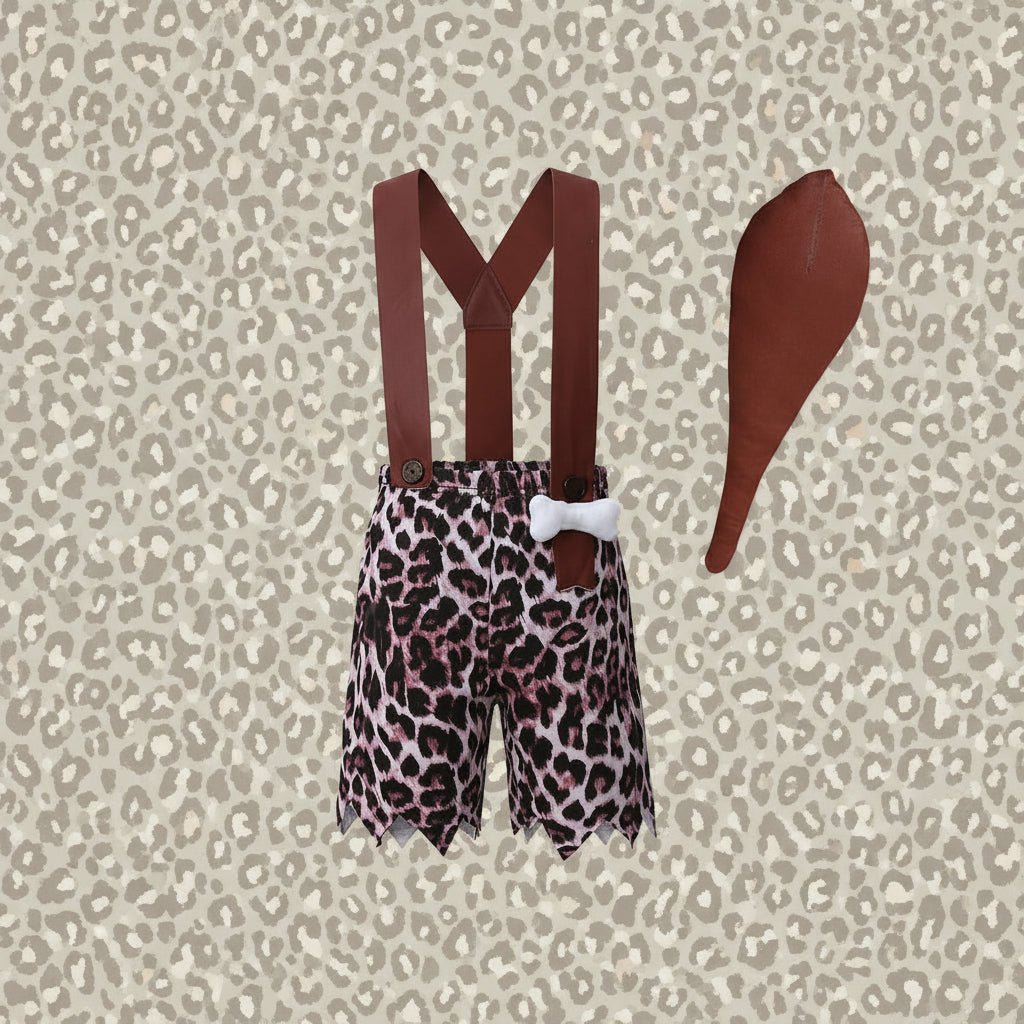 Toddler caveman costume with bone accents, perfect for Halloween and play, available in multiple colors. 3