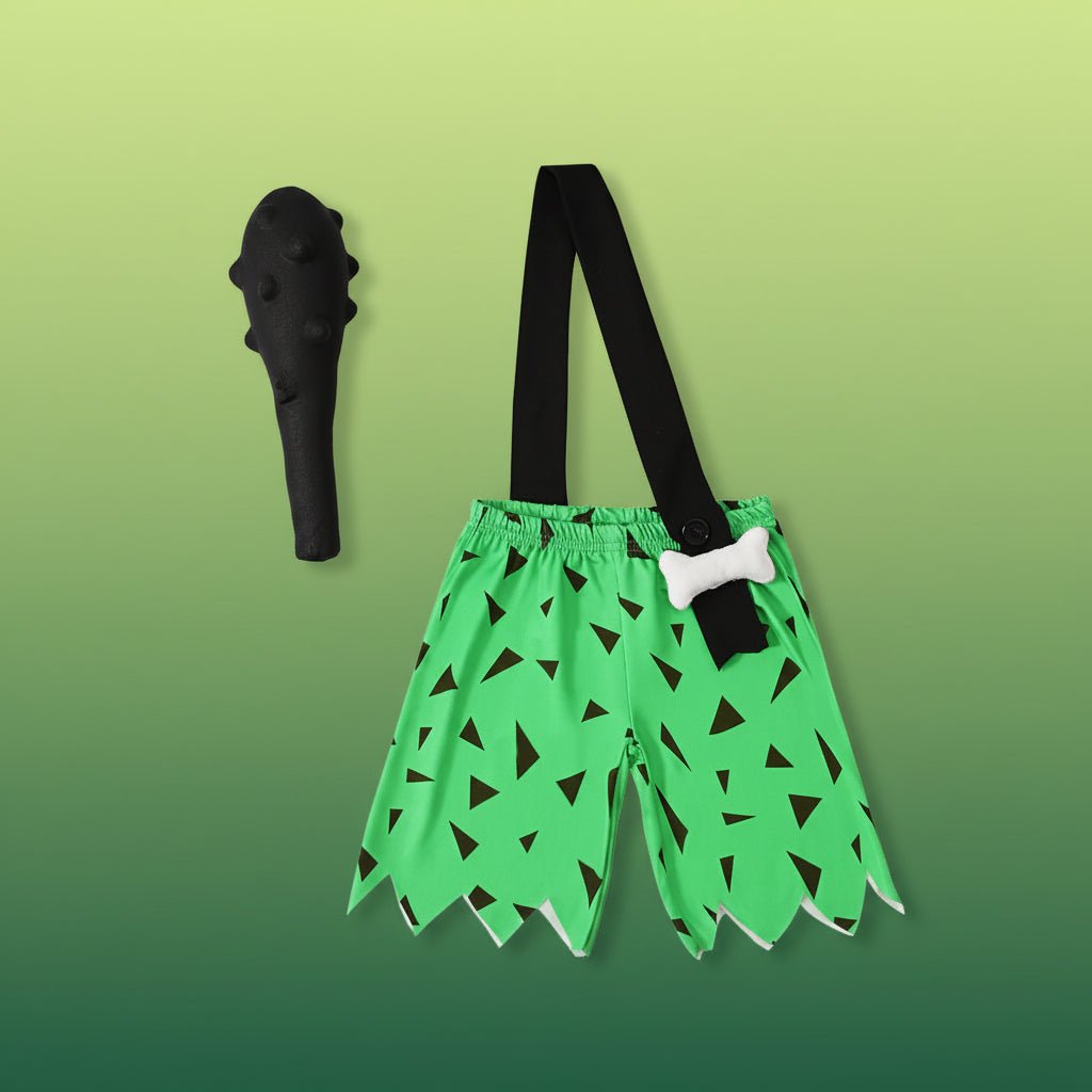 Toddler caveman costume with bone accents, perfect for Halloween and play, available in multiple colors. 5