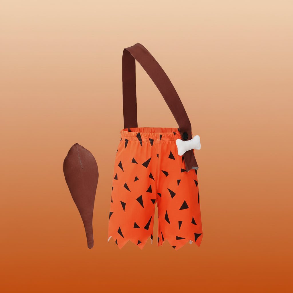 Toddler caveman costume with bone accents, perfect for Halloween and play, available in multiple colors. 1