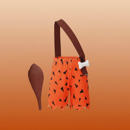Toddler caveman costume with bone accents, perfect for Halloween and play, available in multiple colors. 1