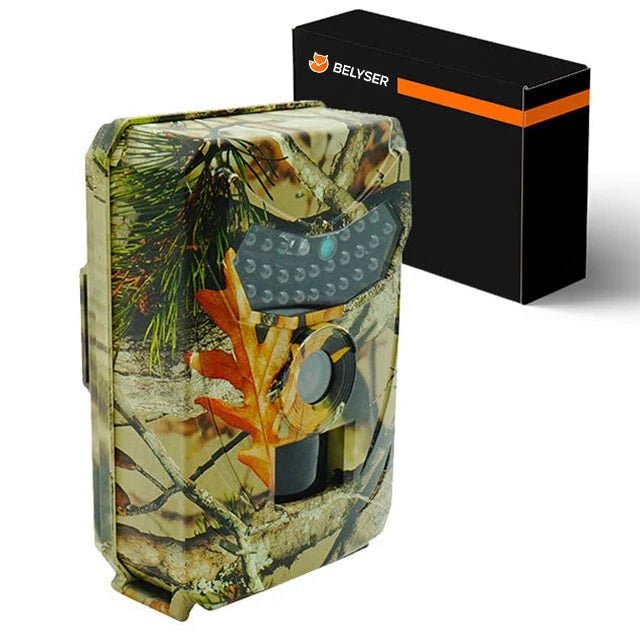 Trail camera featuring night vision and motion detection, designed for outdoor wildlife observation, with a weatherproof casing for durability in any environment. 4