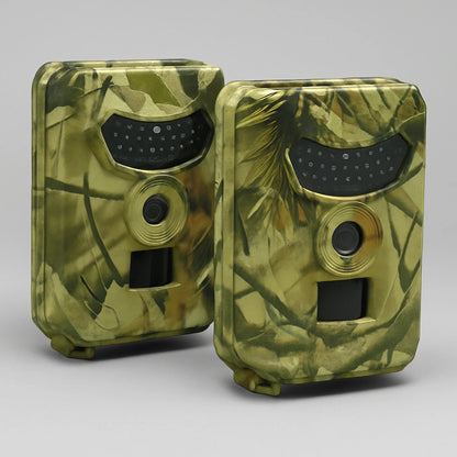 Trail camera featuring night vision and motion detection, designed for outdoor wildlife observation, with a weatherproof casing for durability in any environment. 1