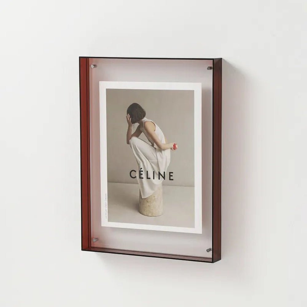 Transparent acrylic photo frame showcasing a floating design, perfect for minimalist display of photos and prints. 8