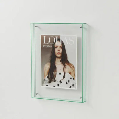 Transparent acrylic photo frame showcasing a floating design, perfect for minimalist display of photos and prints. 11