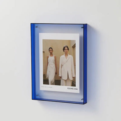 Transparent acrylic photo frame showcasing a floating design, perfect for minimalist display of photos and prints. 4