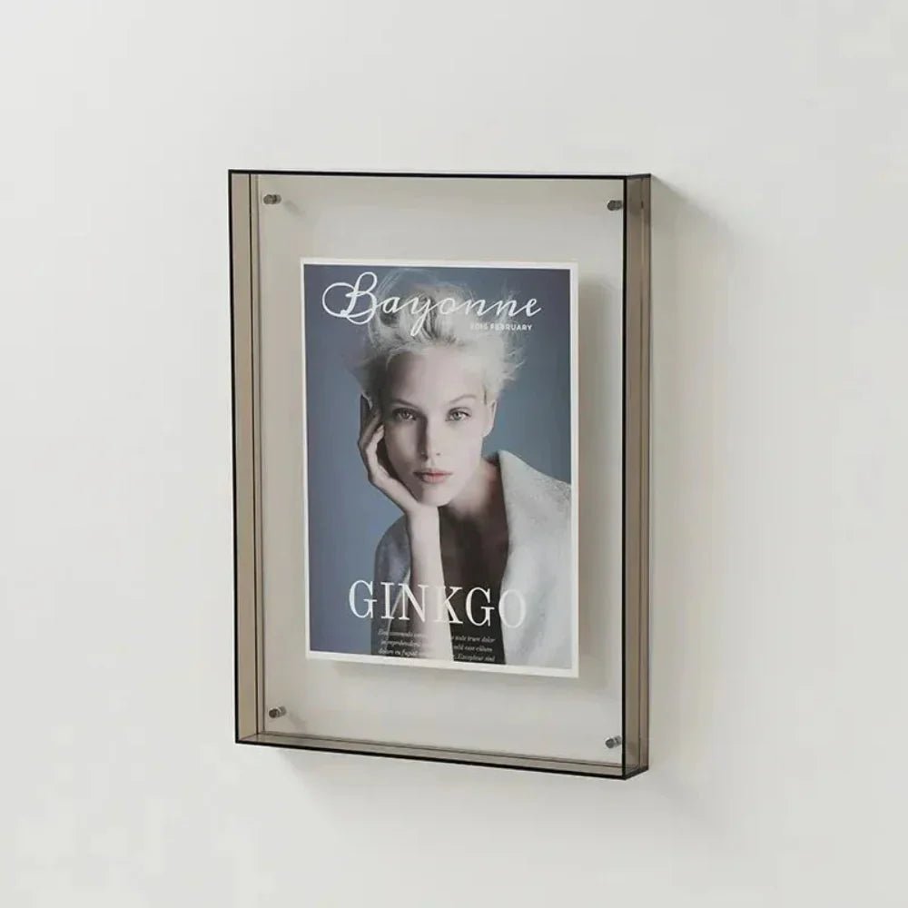 Transparent acrylic photo frame showcasing a floating design, perfect for minimalist display of photos and prints. 9