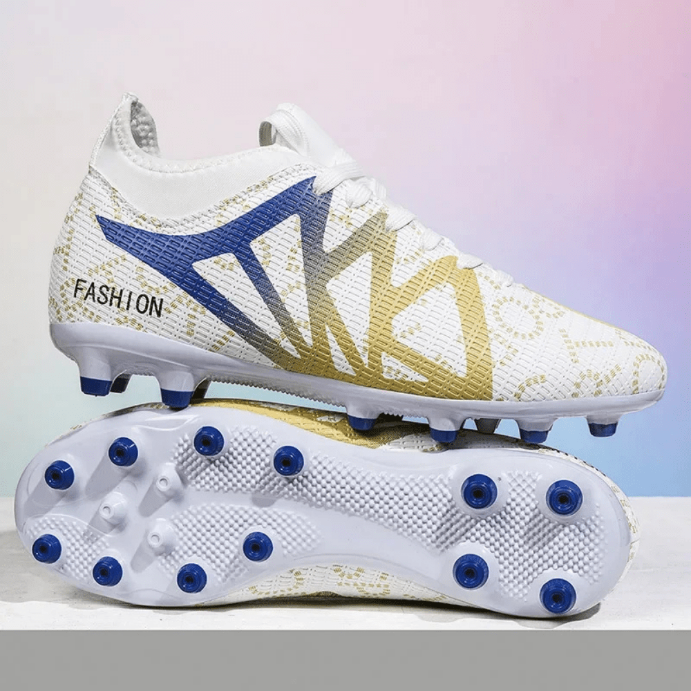 Ultra-light soccer cleats featuring training spikes designed for turf, showcasing a professional athletic design and available in multiple sizes for optimal performance. 2
