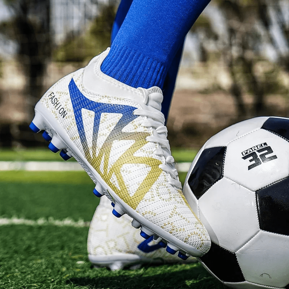 Ultra-light soccer cleats featuring training spikes designed for turf, showcasing a professional athletic design and available in multiple sizes for optimal performance. 4