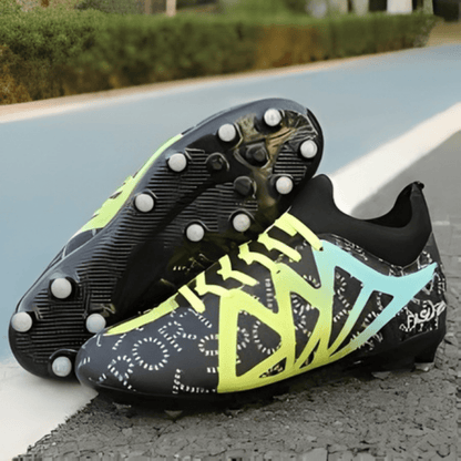 Ultra-light soccer cleats featuring training spikes designed for turf, showcasing a professional athletic design and available in multiple sizes for optimal performance. 0