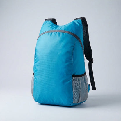 Ultralight travel backpack featuring water-resistant fabric, durable YKK zipper, and a compact foldable design, available in multiple colors. 7
