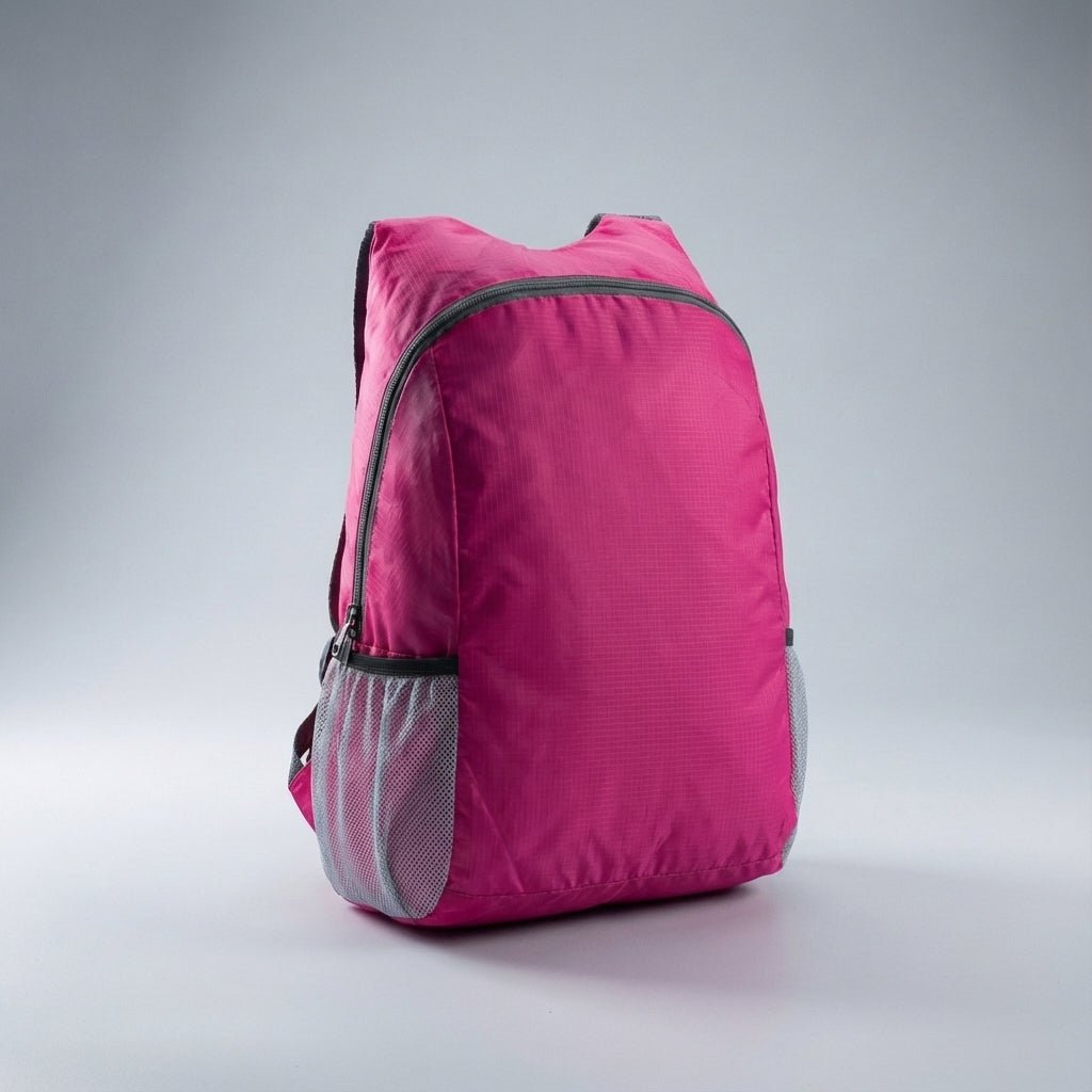 Ultralight travel backpack featuring water-resistant fabric, durable YKK zipper, and a compact foldable design, available in multiple colors. 9