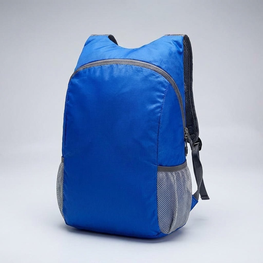 Ultralight travel backpack featuring water-resistant fabric, durable YKK zipper, and a compact foldable design, available in multiple colors. 5