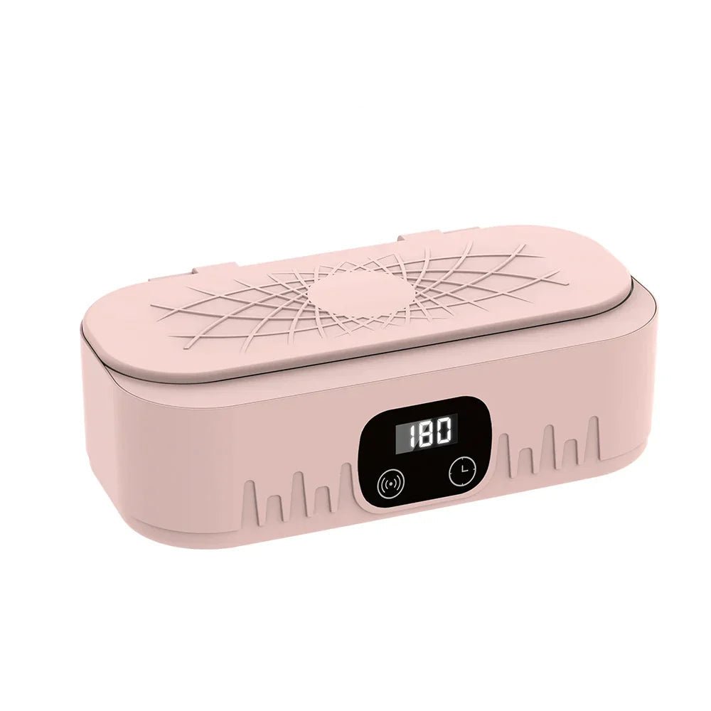 Ultrasonic Cleaning Device featuring 47,000 Hz technology, designed with a durable stainless steel tank, ideal for cleaning jewelry and glasses effectively. 3