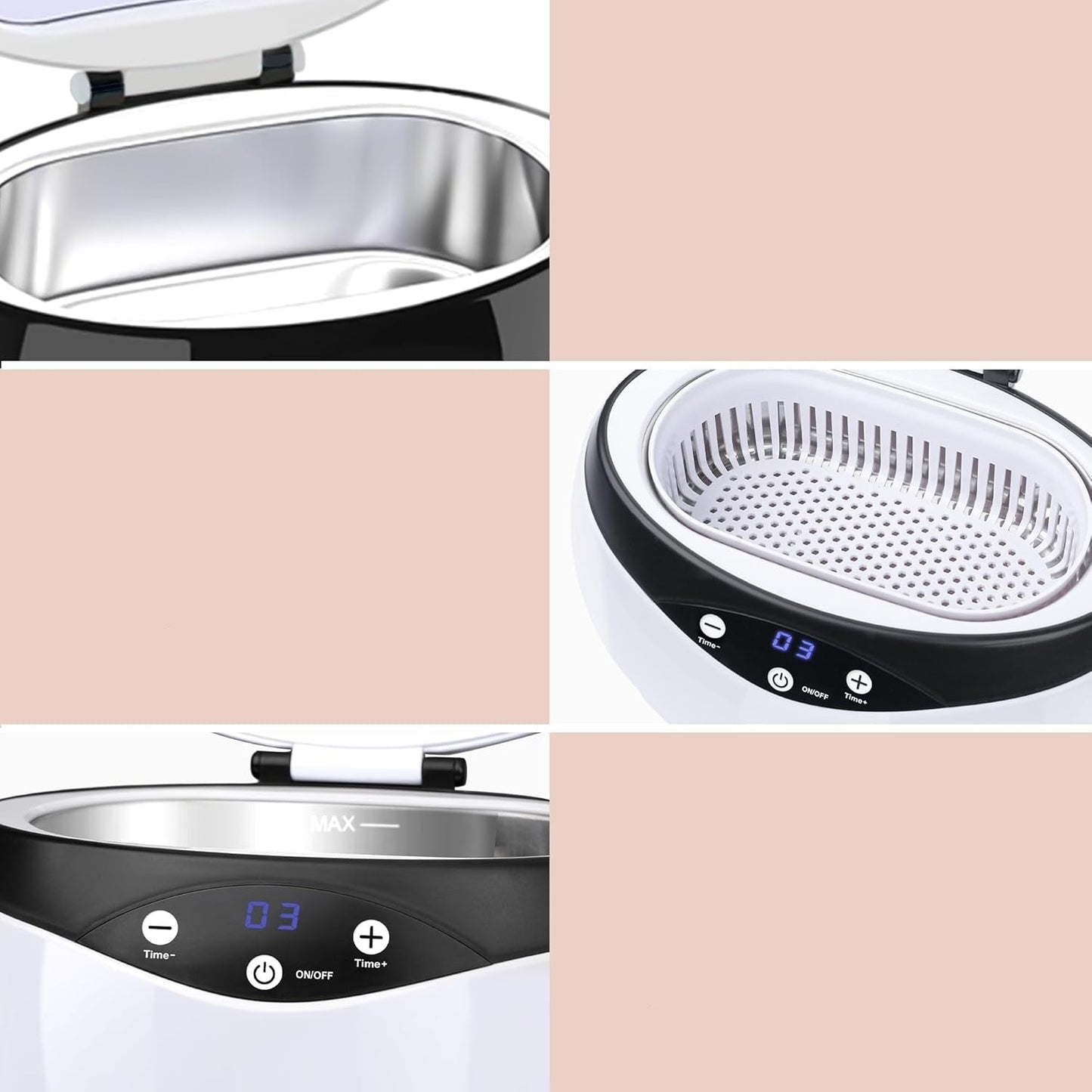 Ultrasonic Jewelry Cleaner with 42kHz deep cleaning technology and a 650ml stainless steel tank, ideal for restoring shine to jewelry and watches 3