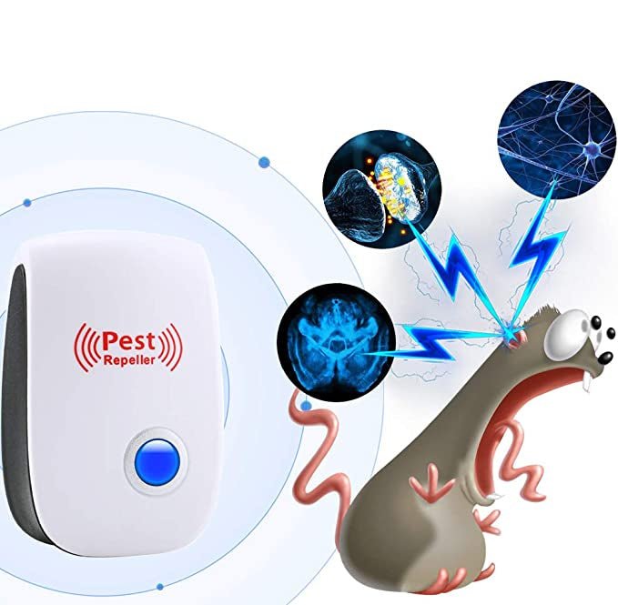 Ultrasonic Pest Repeller featuring a built-in LED night light, designed to effectively deter rodents in homes and garages. 3
