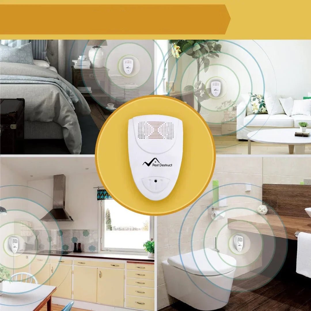 Ultrasonic Pest Repeller for bed bugs, compact plug-in device with silent operation and wide coverage up to 1200 sq. ft. 3