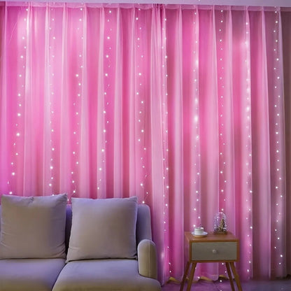 USB curtain fairy lights featuring 8 lighting modes, available in two sizes, with warm white and multicolor options for enchanting home decor. 5