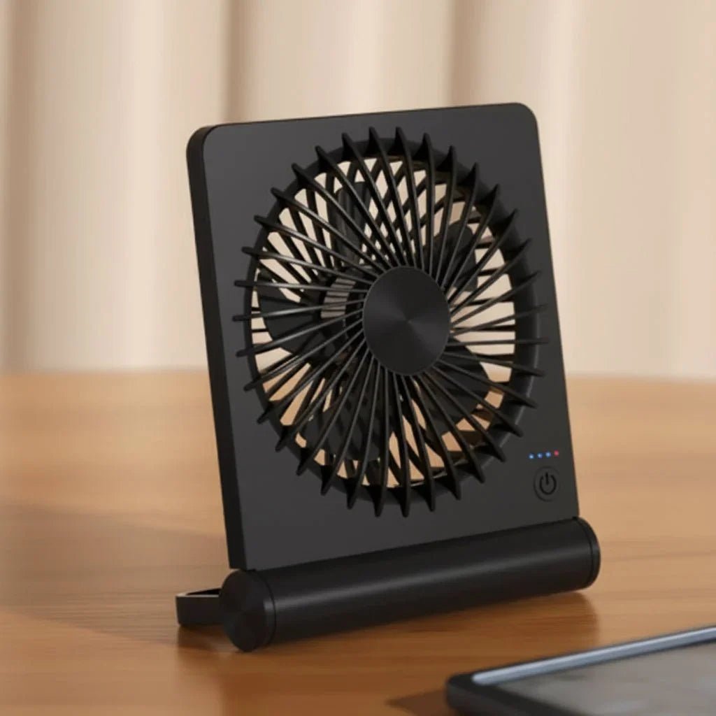 USB desk fan featuring adjustable airflow, compact portable design ideal for small spaces, perfect for home or office use. 0